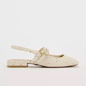 Zara Embellished Tweed Slingback Fabric Mules Size 40 / US 9